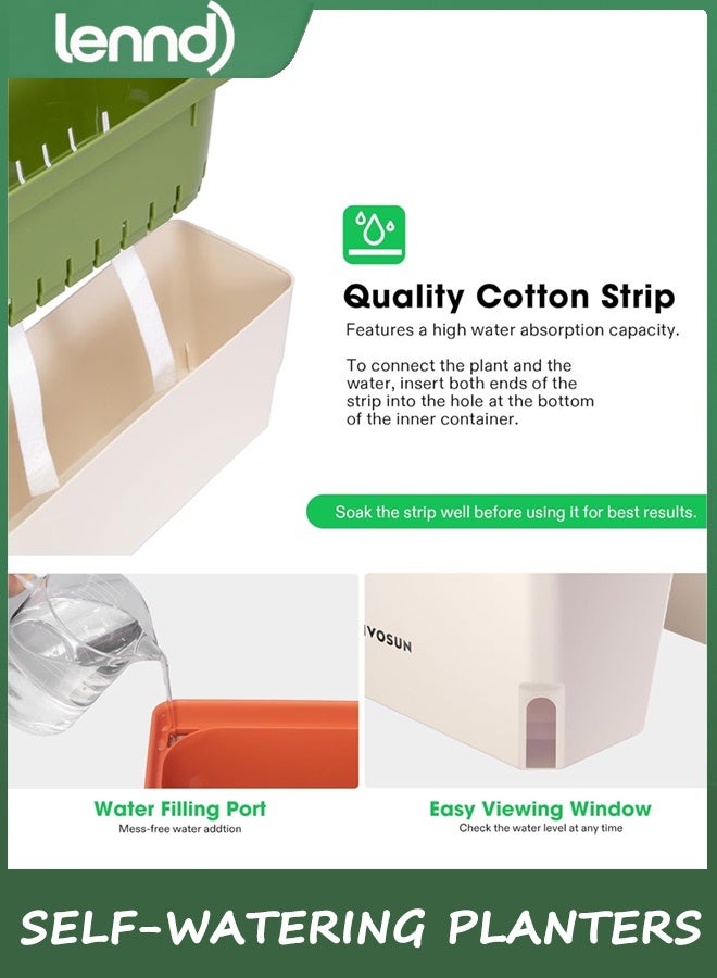 لينند أحواض زراعة ذاتية الري، عبوة من 3 قطع، صندوق زراعة أعشاب صغير الحجم 27 سم، مناسب للنباتات الداخلية والخارجية، مثالي للريحان والزهور والنباتات العصارية - Image 3